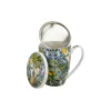 Porcelanowy kubek SOLEDAD z metalowym sitkiem i dopasowaną pokrywką w eleganckie wzory – sklep dorotea.pl