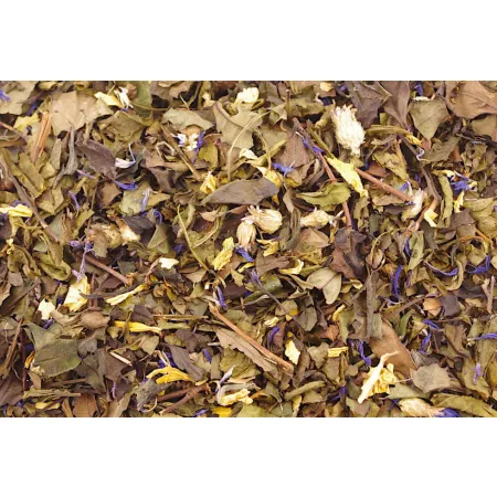 Susz białej herbaty Earl Grey Supreme z niebieskim bławatkiem i żółtym słonecznikiem