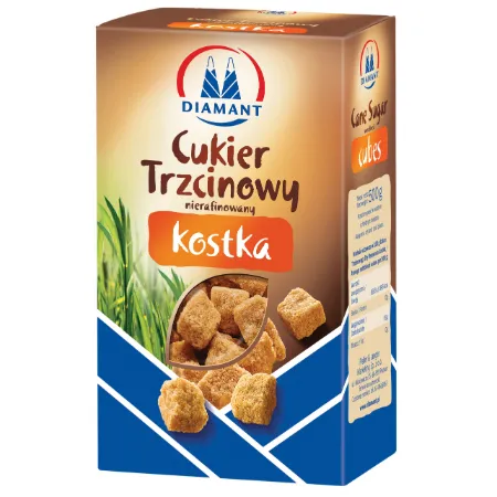 Nieregularne kostki brązowego cukru trzcinowego na ceramicznym talerzyku – sklep dorotea.pl
